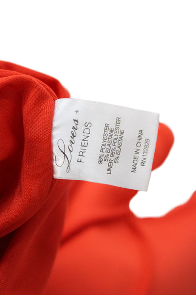 Lovers + Friends Womens Bodycon Mini Dress Red Zip Round Neck Size XS