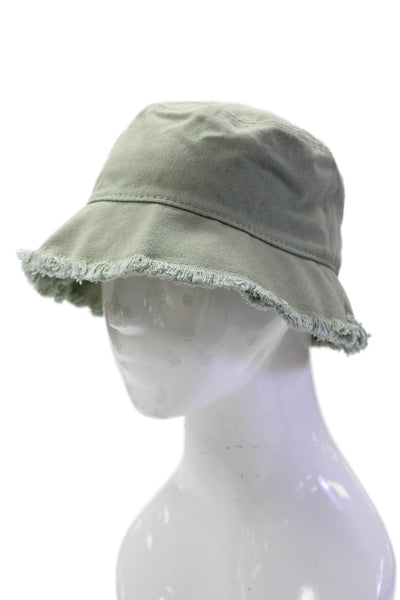 J Crew Womens Cotton Textured Fringe Lined Bucket Hat Green OS
