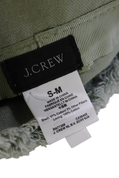 J Crew Womens Cotton Textured Fringe Lined Bucket Hat Green OS