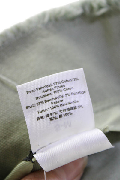 J Crew Womens Cotton Textured Fringe Lined Bucket Hat Green OS