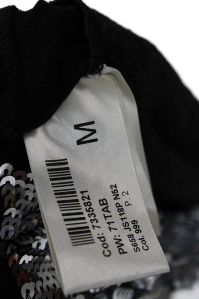 Dondup Womens Mock Neck Long Sleeve Black Top Zip 80s Size M