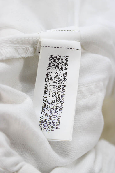 Zara Womens Ankle Paperbag Pants White Cotton Size 0
