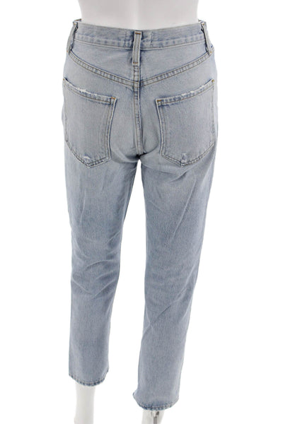 Agolde Women Cropped Straight Jeans Light Blue Mid Rise Inseam 28 Size 24