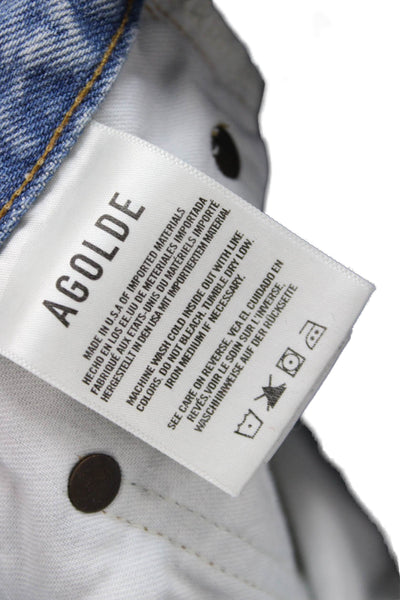Agolde Women Cropped Straight Jeans Light Blue Mid Rise Inseam 28 Size 24
