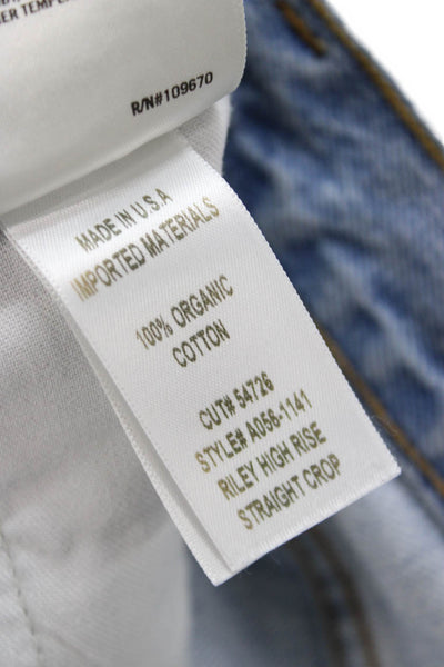 Agolde Women Cropped Straight Jeans Light Blue Mid Rise Inseam 28 Size 24