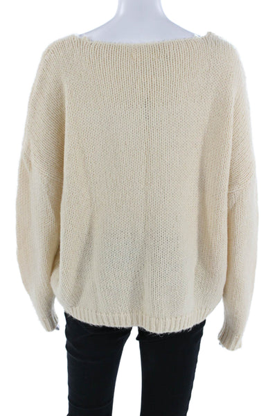 Elan Unisex Beige Rock Graphic Pullover Sweater Long Sleeve Round Neck Size M