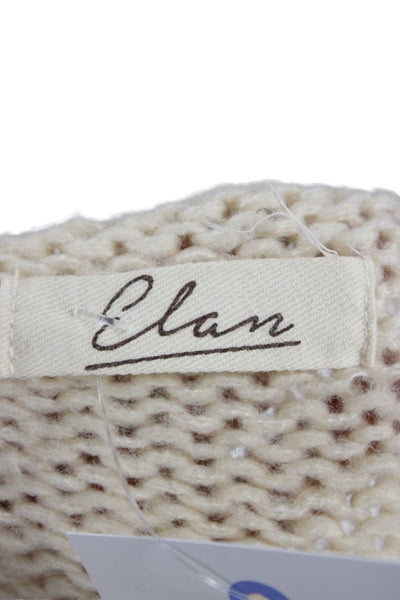 Elan Unisex Beige Rock Graphic Pullover Sweater Long Sleeve Round Neck Size M