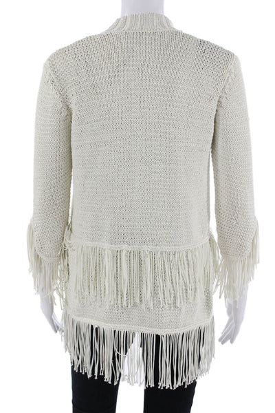 Moon & Meadow Women Bohemian V-Neck Cardigan White 3/4 Sleeve Size S