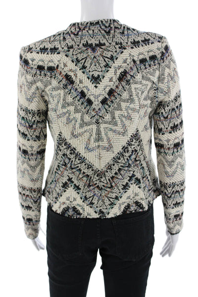 IRO Women Beige Aztec Geometric Blazer Hook & Eye Long Sleeve Size 34