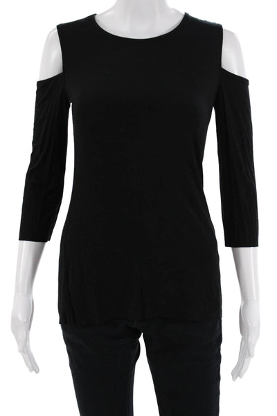 Bailey 44 Women Basic Black 3/4 Sleeve Round Neck Top Rayon Spandex Size S