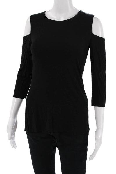 Bailey 44 Women Basic Black 3/4 Sleeve Round Neck Top Rayon Spandex Size S