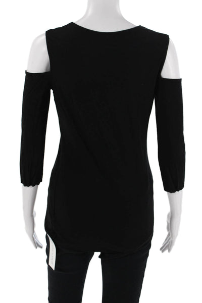 Bailey 44 Women Basic Black 3/4 Sleeve Round Neck Top Rayon Spandex Size S