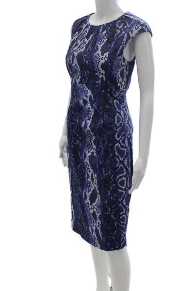 Karen Millen Womens Bodycon Sheath Dress Black Animal Print Knee Length Size 8