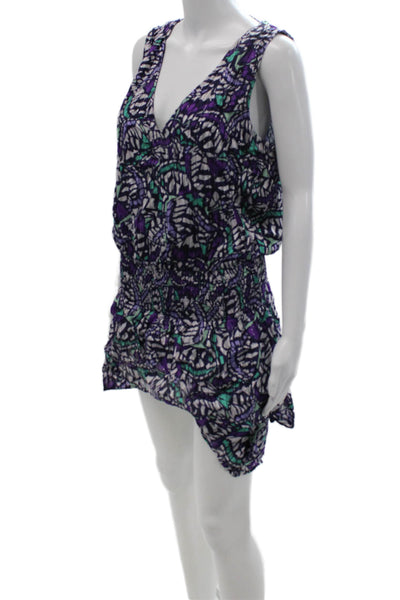 Ramy Brook Womens Blouson Mini Dress Black V Neck Sleeveless Geometric Size S