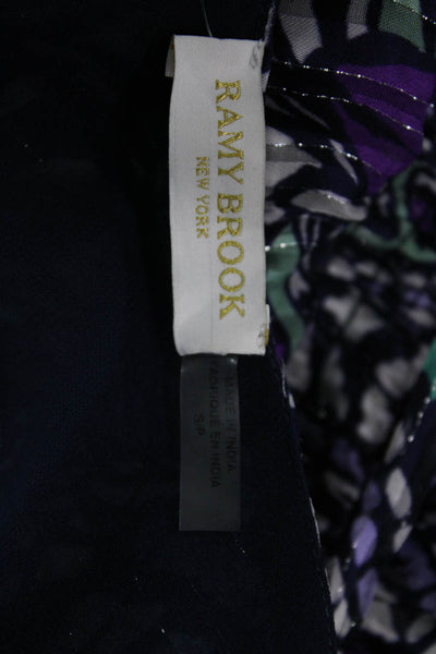 Ramy Brook Womens Blouson Mini Dress Black V Neck Sleeveless Geometric Size S
