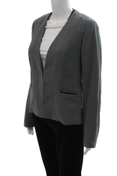 Elie Tahari Women Designer Gray Blazer Long Sleeve Hook & Eye Size 10