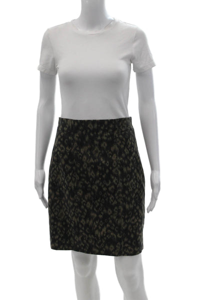 T Tahari Womens Straight Pencil Skirt Black Animal Print Size 6P
