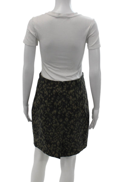 T Tahari Womens Straight Pencil Skirt Black Animal Print Size 6P