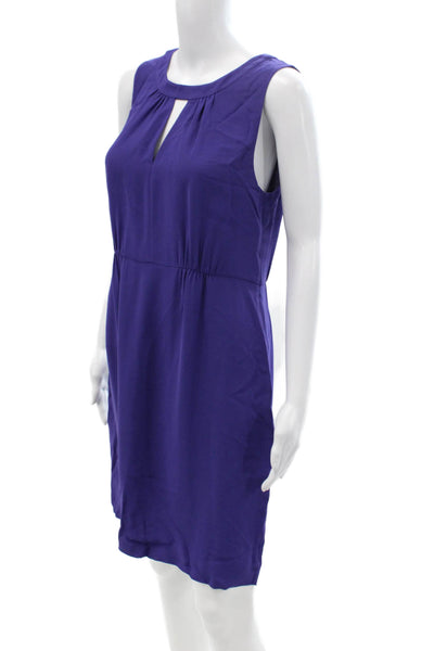J Crew Womens Purple Sleeveless Shift Dress Round Neck Knee Length Zip Size 8