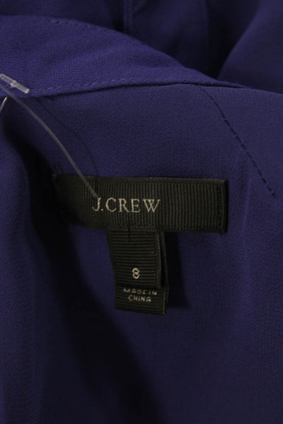 J Crew Womens Purple Sleeveless Shift Dress Round Neck Knee Length Zip Size 8