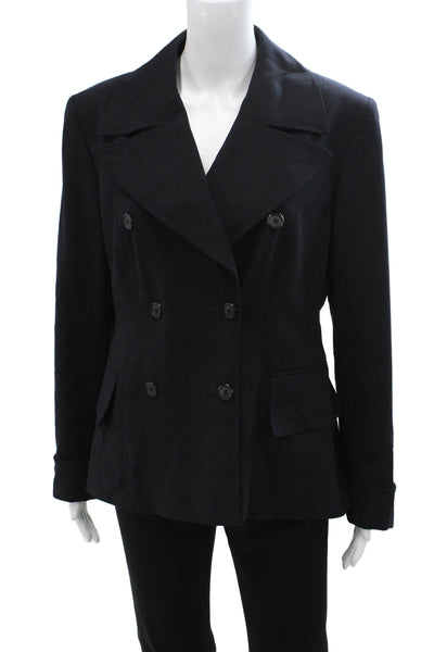 DKNY Womens Black Wool Pea Coat Button Size 10