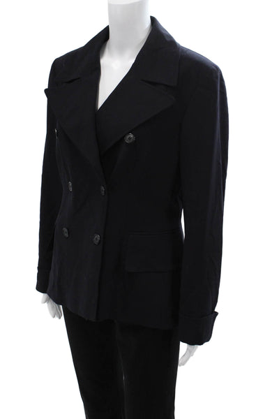 DKNY Womens Black Wool Pea Coat Button Size 10