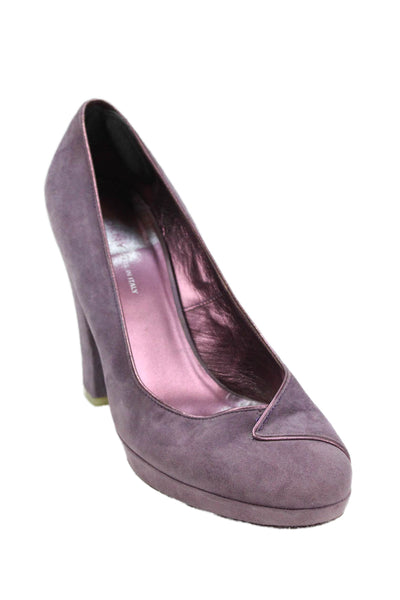 DKNY Womens Slip On Block Heel Round Toe Pumps Purple Suede Size 8.5