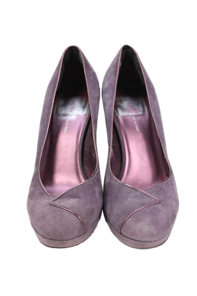DKNY Womens Slip On Block Heel Round Toe Pumps Purple Suede Size 8.5