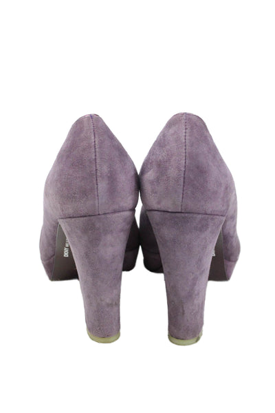 DKNY Womens Slip On Block Heel Round Toe Pumps Purple Suede Size 8.5