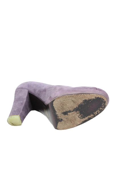 DKNY Womens Slip On Block Heel Round Toe Pumps Purple Suede Size 8.5
