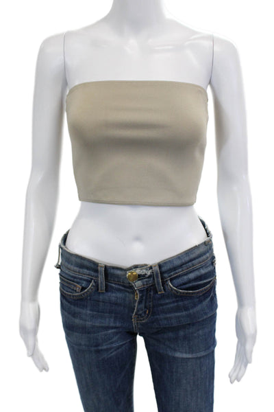 Zara Women Cropped Tank Beige Sleeveless 90s Basic Spring Size S