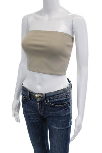 Zara Women Cropped Tank Beige Sleeveless 90s Basic Spring Size S