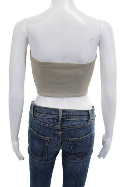 Zara Women Cropped Tank Beige Sleeveless 90s Basic Spring Size S