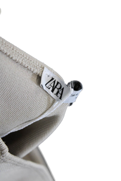 Zara Women Cropped Tank Beige Sleeveless 90s Basic Spring Size S