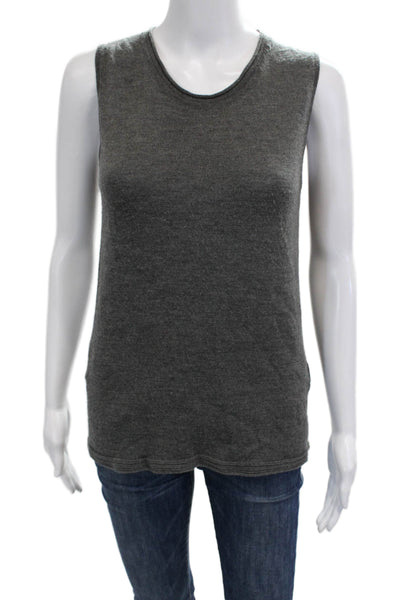 Rani Arabella Women Sleeveless Virgin Wool Crew Neck Tank Dark Gray Size S