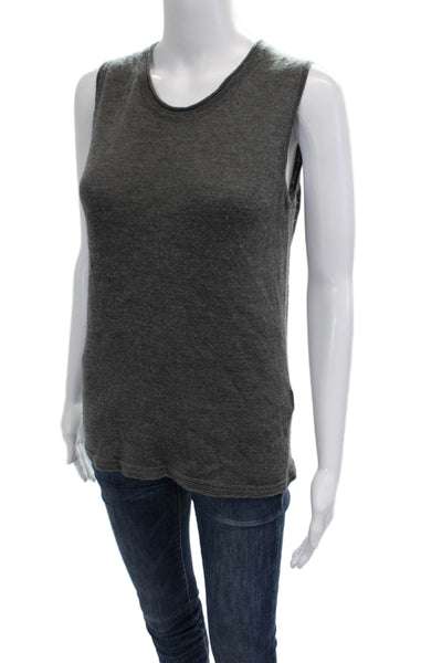 Rani Arabella Women Sleeveless Virgin Wool Crew Neck Tank Dark Gray Size S
