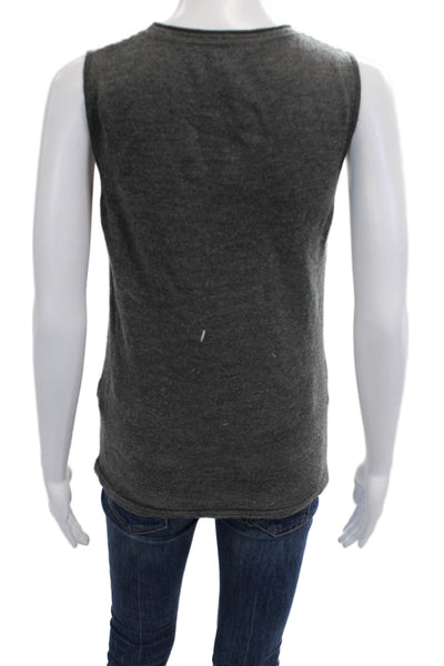 Rani Arabella Women Sleeveless Virgin Wool Crew Neck Tank Dark Gray Size S