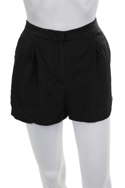 Vince Unisex Black Silk Button Shorts Size 6