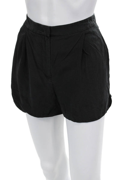 Vince Unisex Black Silk Button Shorts Size 6
