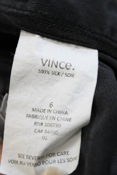 Vince Unisex Black Silk Button Shorts Size 6
