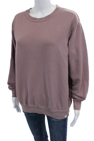 TKEES Womens Pullover Sweatshirts Purple Crew Neck Cotton Long Sleeve Size 1