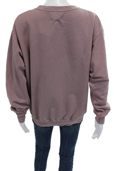 TKEES Womens Pullover Sweatshirts Purple Crew Neck Cotton Long Sleeve Size 1