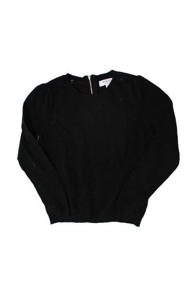 Milly Girls Long Sleeve Round Neck Zip Knit Top Black Size 10