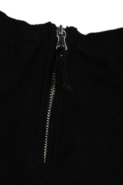 Milly Girls Long Sleeve Round Neck Zip Knit Top Black Size 10