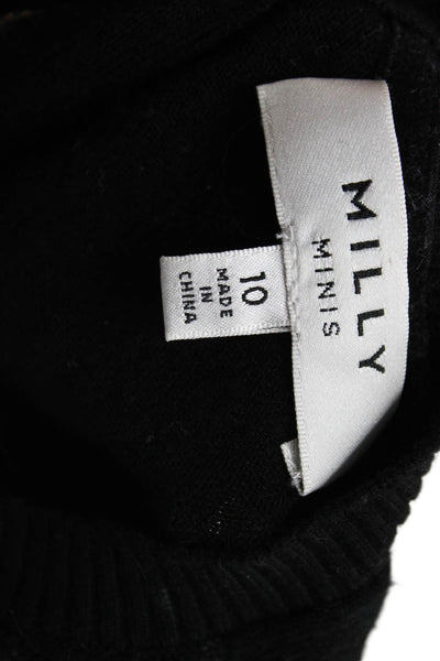 Milly Girls Long Sleeve Round Neck Zip Knit Top Black Size 10