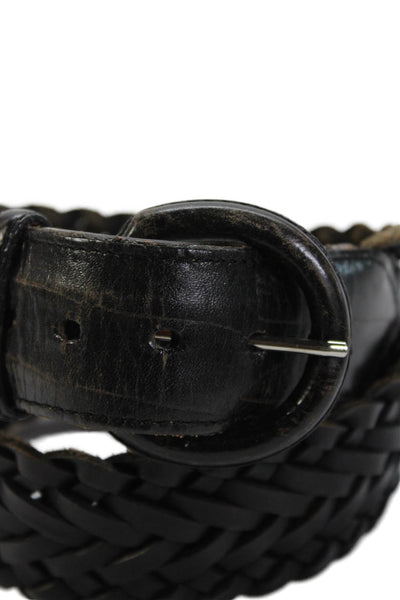 Brighton Women Woven Braided Adjustable Buckled Belt Black Size 28