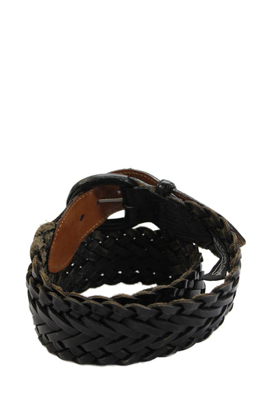 Brighton Women Woven Braided Adjustable Buckled Belt Black Size 28