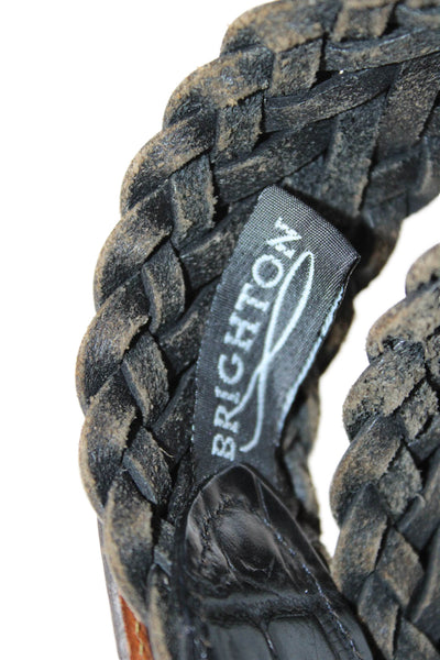 Brighton Women Woven Braided Adjustable Buckled Belt Black Size 28