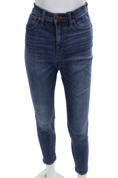 Madewell Women Ankle Skinny Jeans Blue Mid Rise Button Size 25