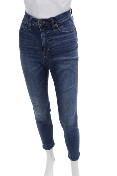 Madewell Women Ankle Skinny Jeans Blue Mid Rise Button Size 25